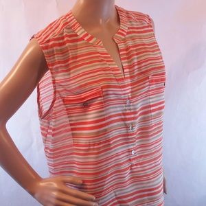 Apt 9 summery soft long striped orange tank xl